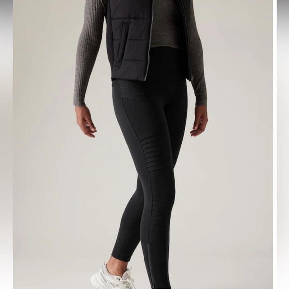 Athleta Delancey Gleam Moto Tight Leggings Black Size Medium Activewear - Picture 9 of 12